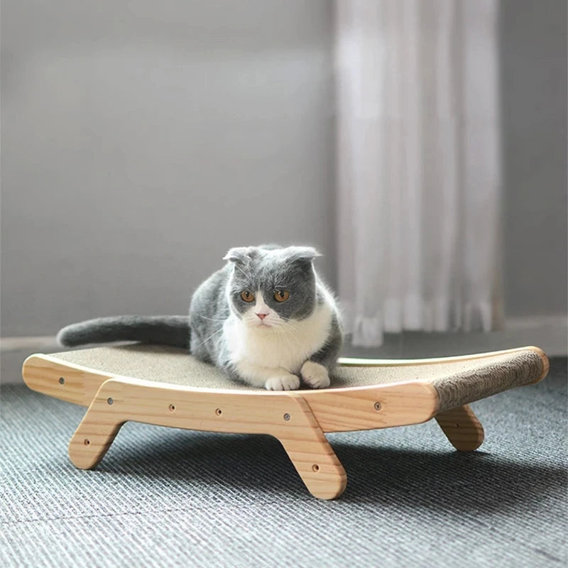 Wooden Cat Scratcher Cardboard Cat Sofa Bed Grinding Claws Toy Corrugated Paper Scratching Board Furniture Protector Accessories