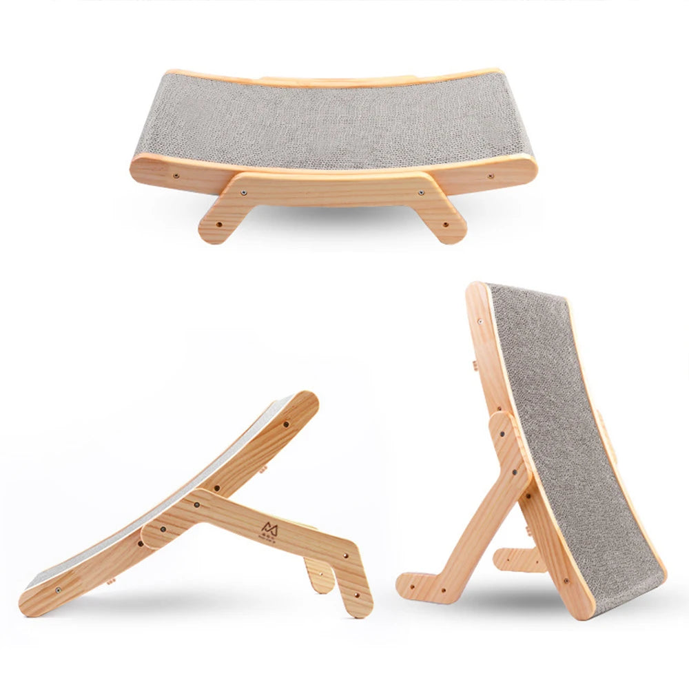 Wooden Cat Scratcher Cardboard Cat Sofa Bed Grinding Claws Toy Corrugated Paper Scratching Board Furniture Protector Accessories