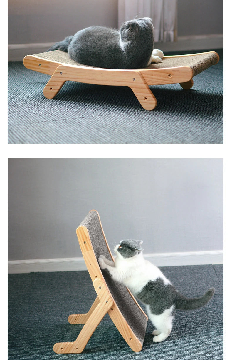 Wooden Cat Scratcher Cardboard Cat Sofa Bed Grinding Claws Toy Corrugated Paper Scratching Board Furniture Protector Accessories
