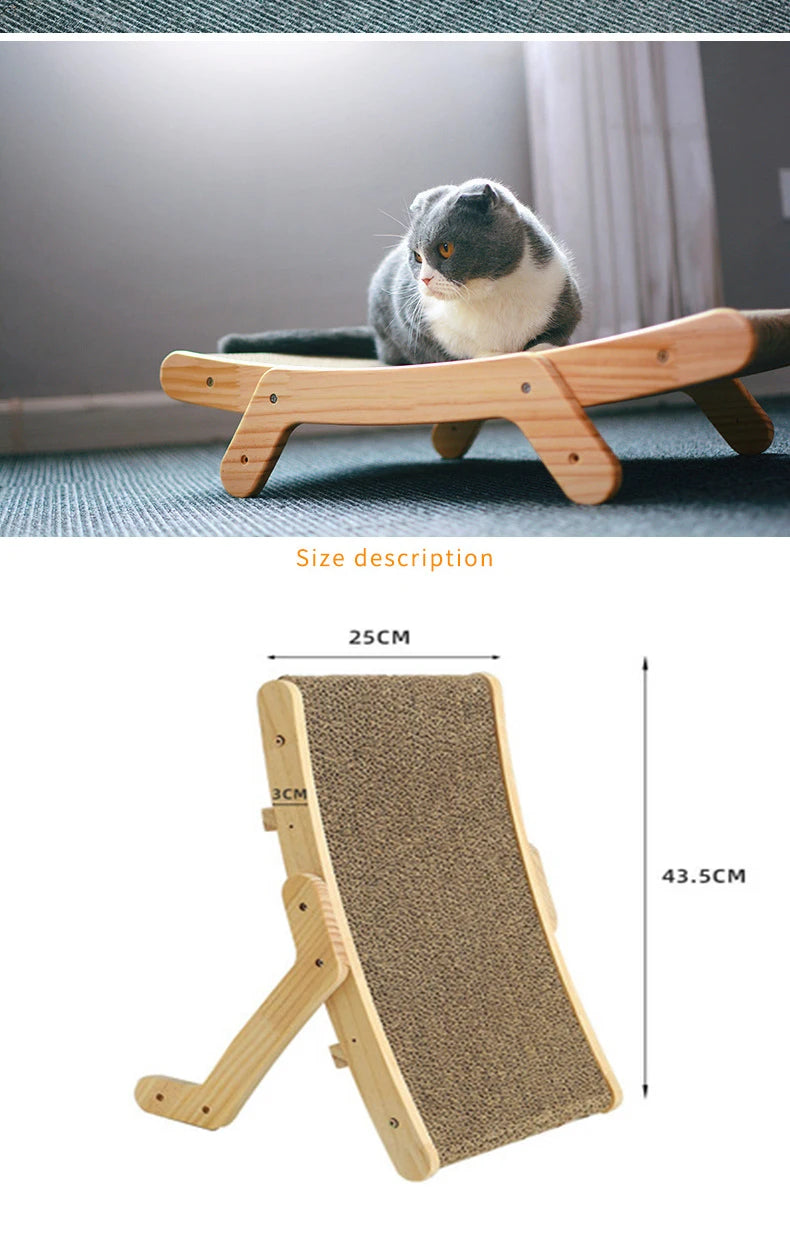 Wooden Cat Scratcher Cardboard Cat Sofa Bed Grinding Claws Toy Corrugated Paper Scratching Board Furniture Protector Accessories