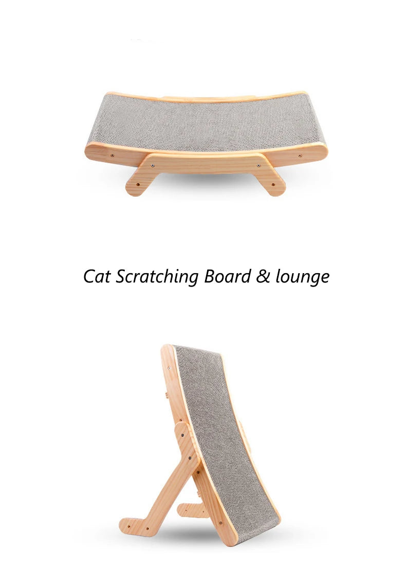 Wooden Cat Scratcher Cardboard Cat Sofa Bed Grinding Claws Toy Corrugated Paper Scratching Board Furniture Protector Accessories