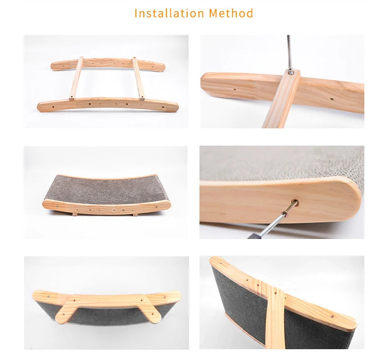 Wooden Cat Scratcher Cardboard Cat Sofa Bed Grinding Claws Toy Corrugated Paper Scratching Board Furniture Protector Accessories