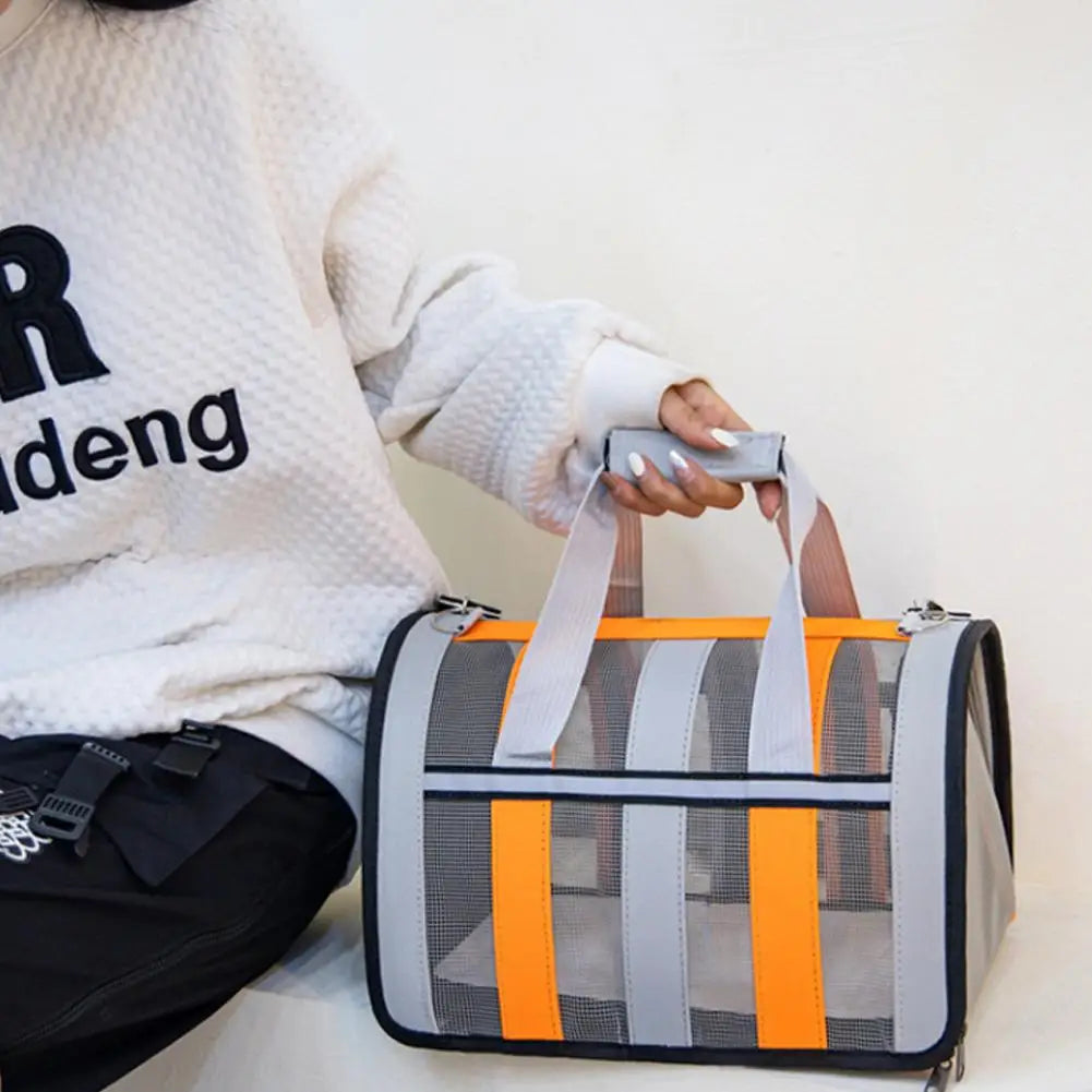 Cat Bag Carrying Bag Foldable Outdoor Large Capacity Portable Bag Suitable For All Seasons Small Dog Pet Breathable Pet Carrier