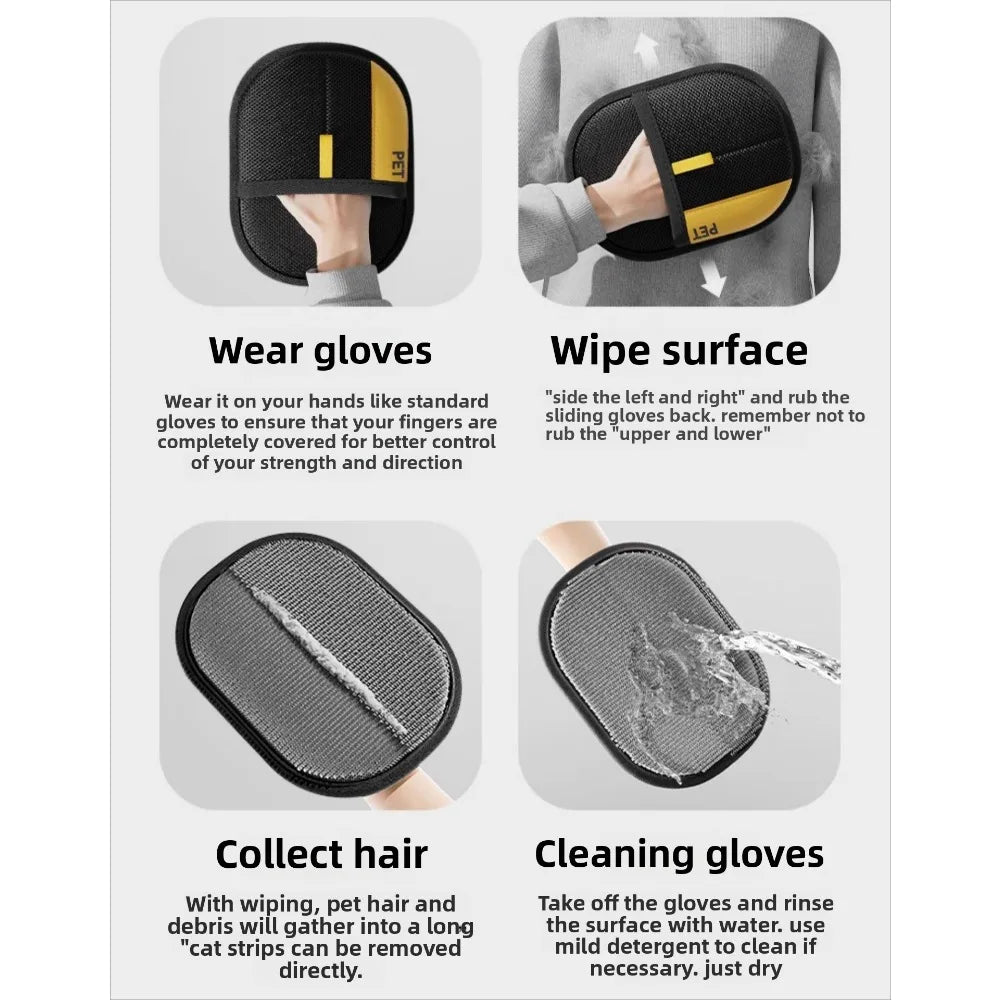 Pet Grooming Gloves Pet Hair Remover Brush Kitten Cleaning Glove Removing Dog Cat Hair From Sofa Carpet Clothes Pet Supplies 