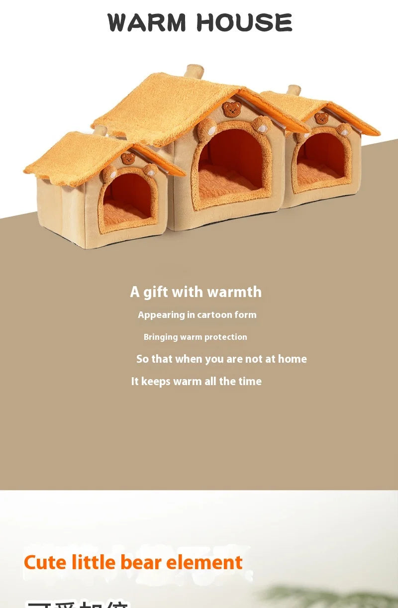 Winter Warm Pet Nest - 4-Season Use Dogs & Cats, Removable Washable Universal Pet House