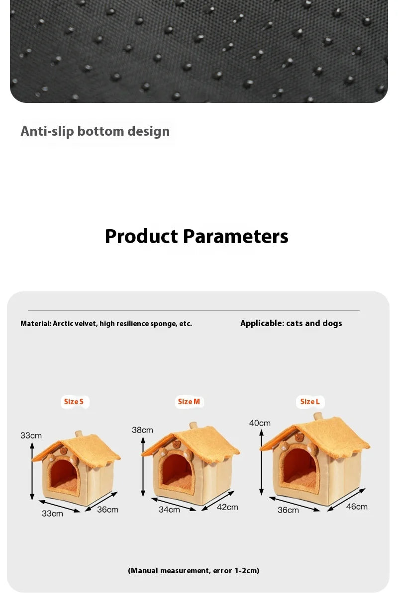 Winter Warm Pet Nest - 4-Season Use Dogs & Cats, Removable Washable Universal Pet House