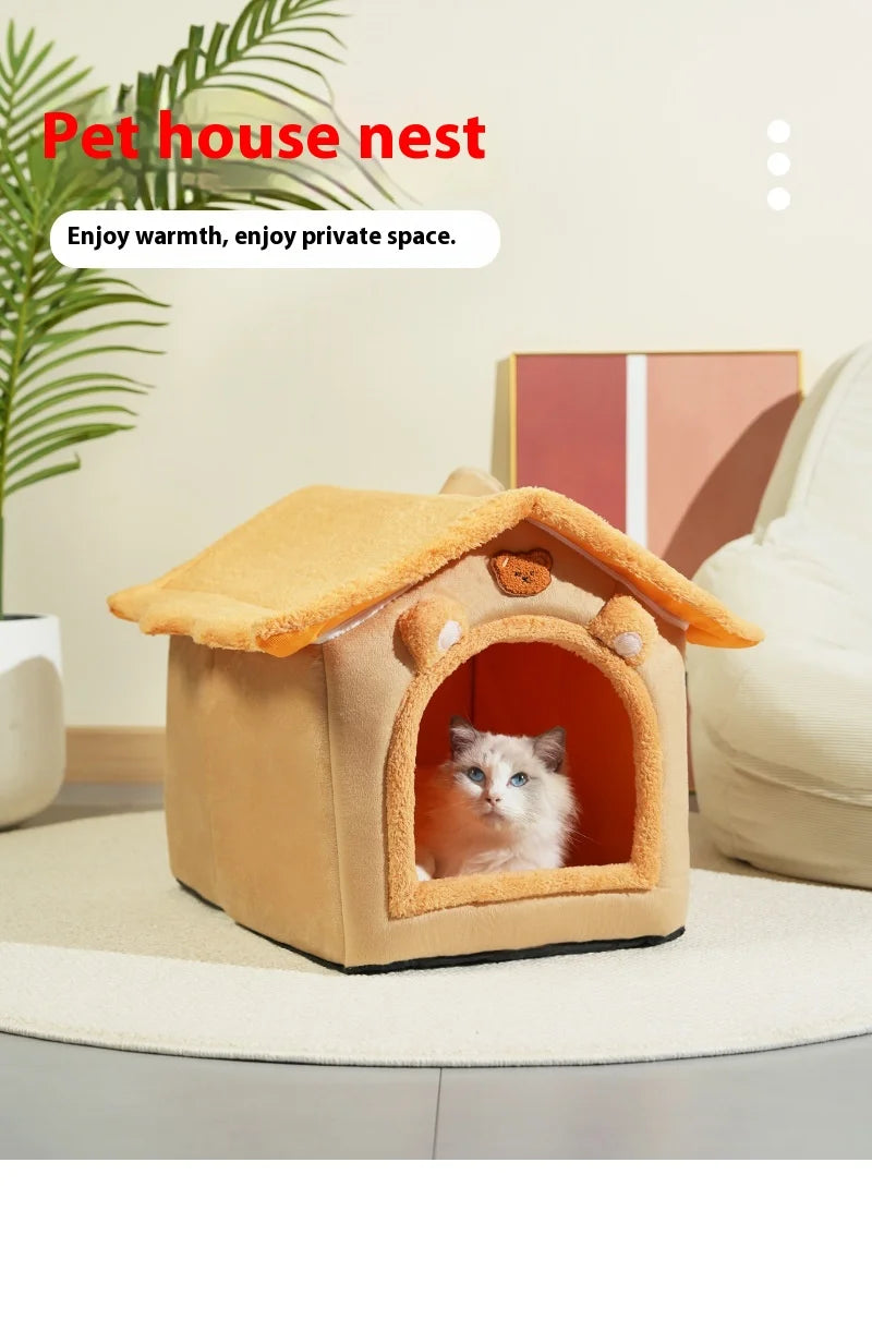 Winter Warm Pet Nest - 4-Season Use Dogs & Cats, Removable Washable Universal Pet House