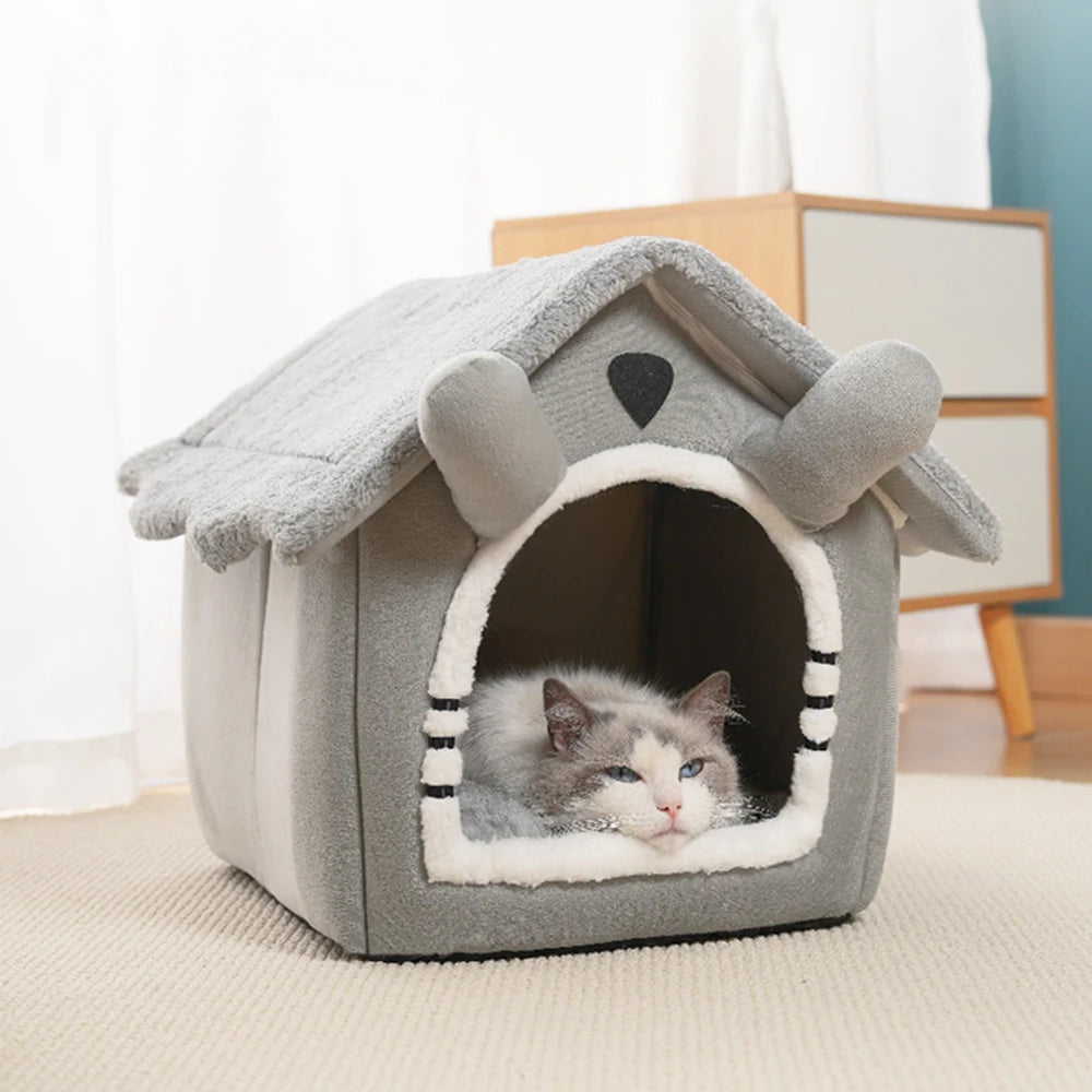Foldable Pet House Removable Washable Cat House Puppy Cave Sofa Pet Bed House for Extra Small Dogs and Small and Medium Cats