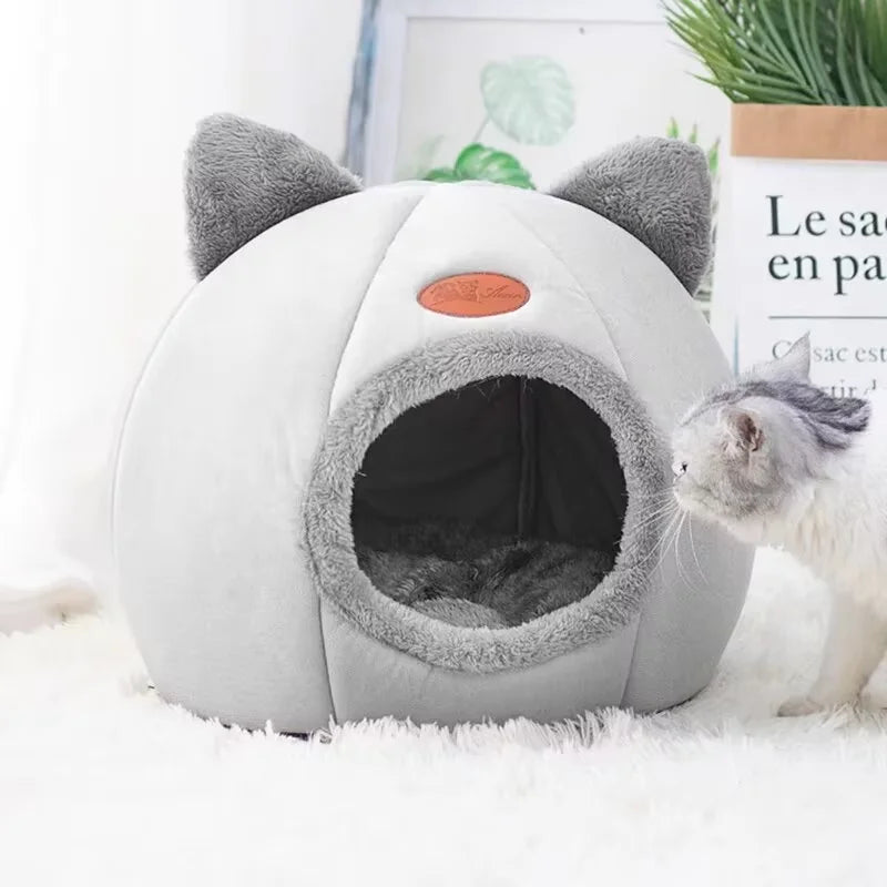 Large Warm Cat Nest With Non-Slip Bottom And Thick Plush Round Spacious Winter Wind-Resistant Warm And Comfortable Pet Nest