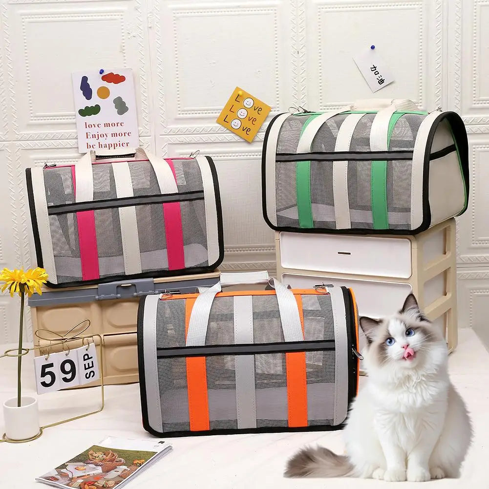 Cat Bag Carrying Bag Foldable Outdoor Large Capacity Portable Bag Suitable For All Seasons Small Dog Pet Breathable Pet Carrier