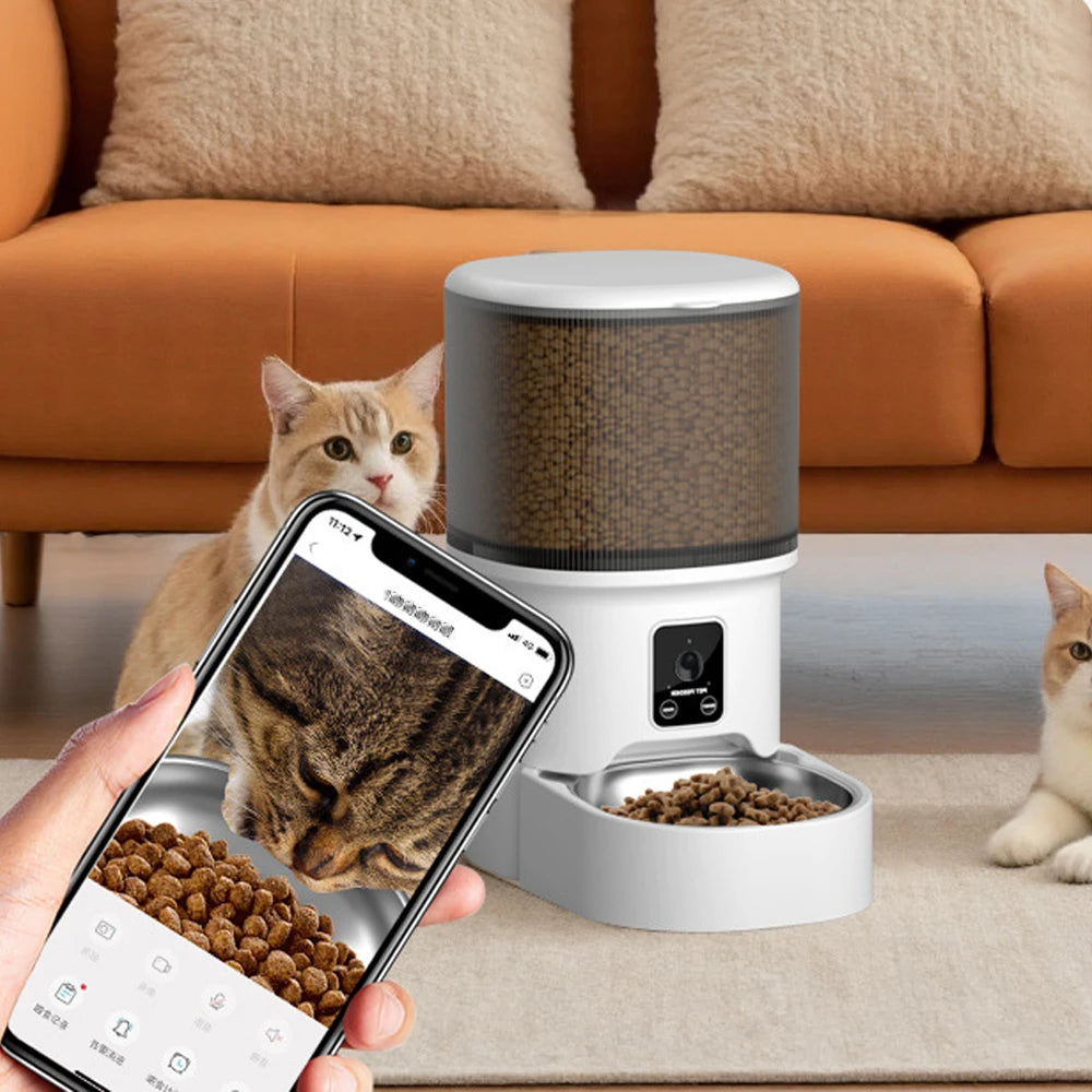 4L USB Smart Button WIFI APP Video Pet Feeder Automatic Cat Food Dispenser Bowl Dog Slow Food Feeder With Timed Camera Feeder