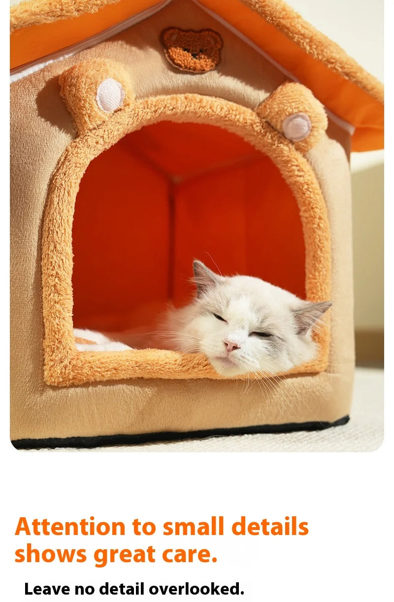 Winter Warm Pet Nest - 4-Season Use Dogs & Cats, Removable Washable Universal Pet House