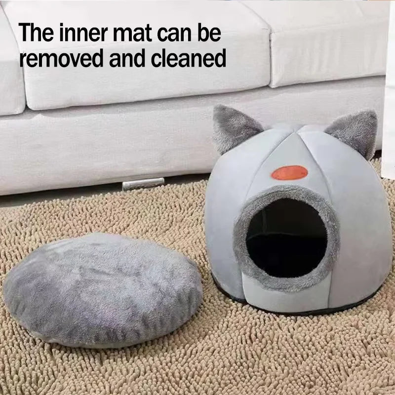 Large Warm Cat Nest With Non-Slip Bottom And Thick Plush Round Spacious Winter Wind-Resistant Warm And Comfortable Pet Nest