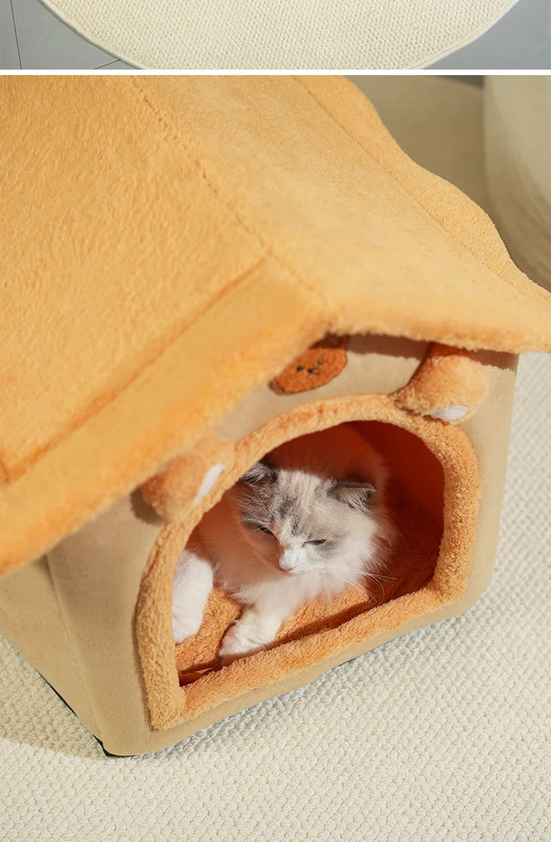 Winter Warm Pet Nest - 4-Season Use Dogs & Cats, Removable Washable Universal Pet House