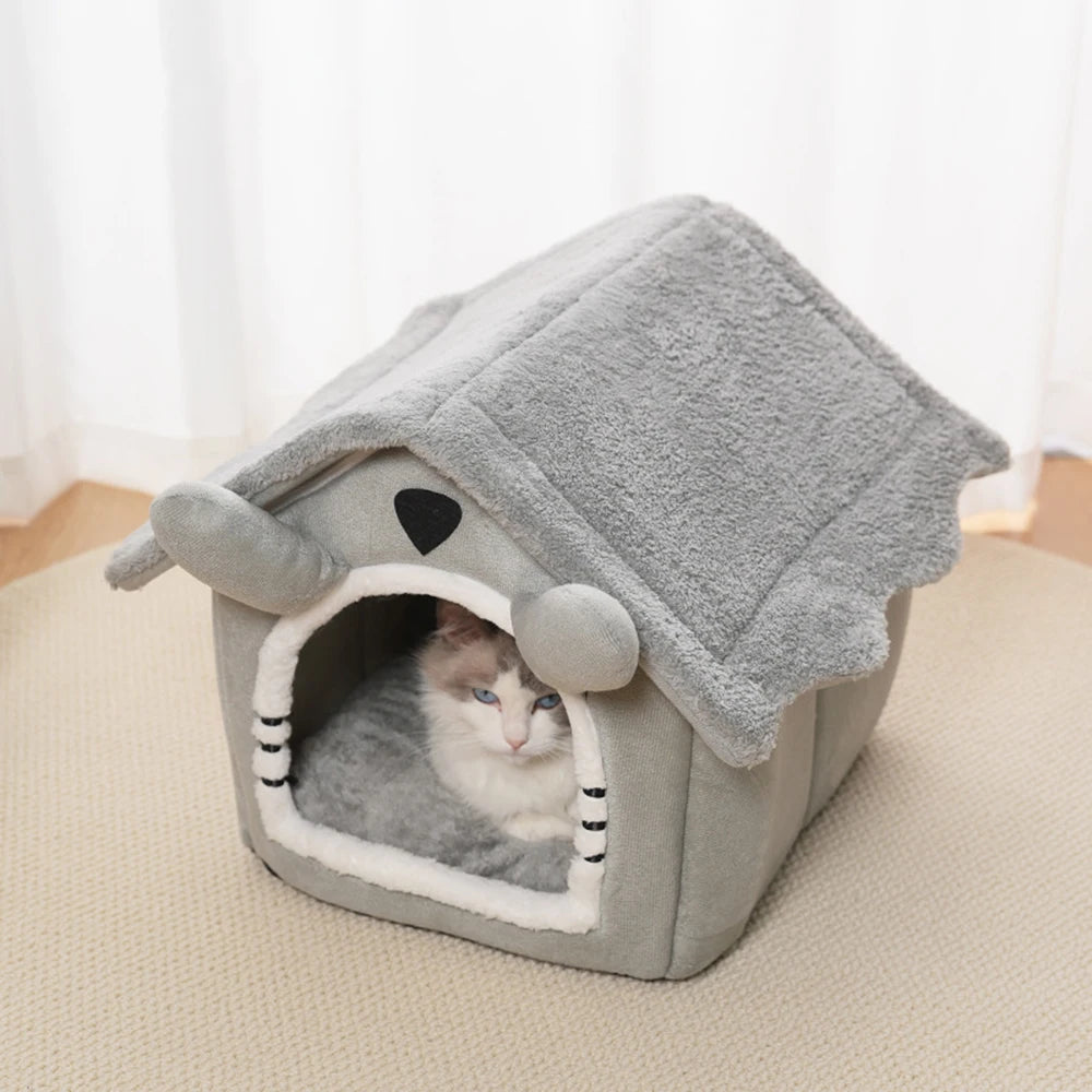 Foldable Pet House Removable Washable Cat House Puppy Cave Sofa Pet Bed House for Extra Small Dogs and Small and Medium Cats