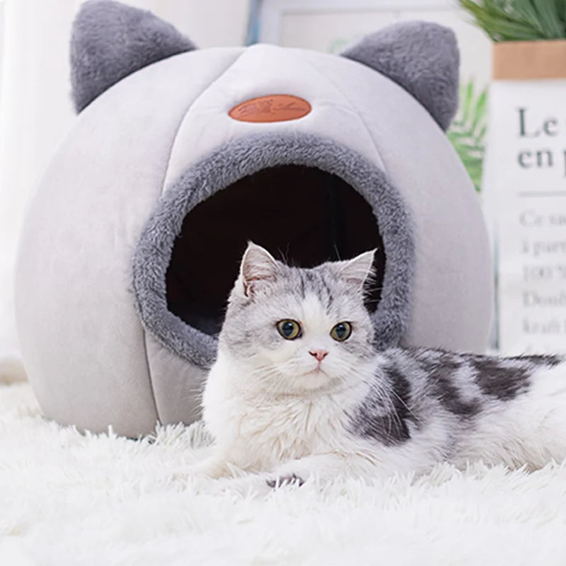 Large Warm Cat Nest With Non-Slip Bottom And Thick Plush Round Spacious Winter Wind-Resistant Warm And Comfortable Pet Nest