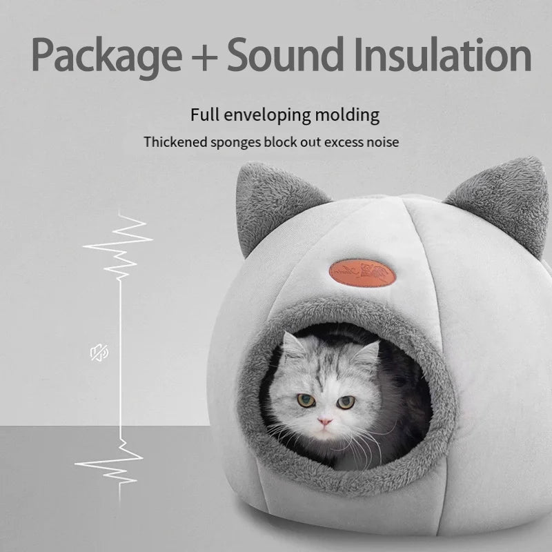Large Warm Cat Nest With Non-Slip Bottom And Thick Plush Round Spacious Winter Wind-Resistant Warm And Comfortable Pet Nest