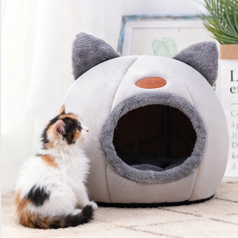 Large Warm Cat Nest With Non-Slip Bottom And Thick Plush Round Spacious Winter Wind-Resistant Warm And Comfortable Pet Nest