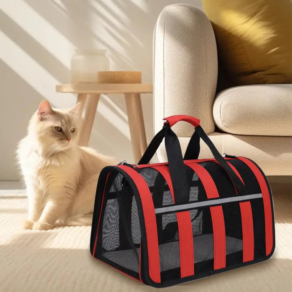 Cat Bag Carrying Bag Foldable Outdoor Large Capacity Portable Bag Suitable For All Seasons Small Dog Pet Breathable Pet Carrier