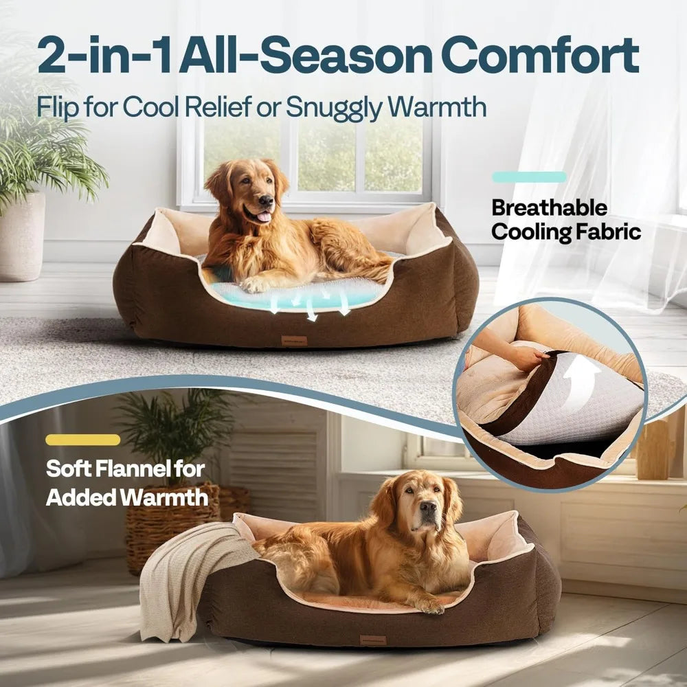 Orthopedic Dog Bed for Extra Large Dogs with Removable Washable Cover - XL Dog Couch Sofa with Waterproof Lining & Non-Slip Base
