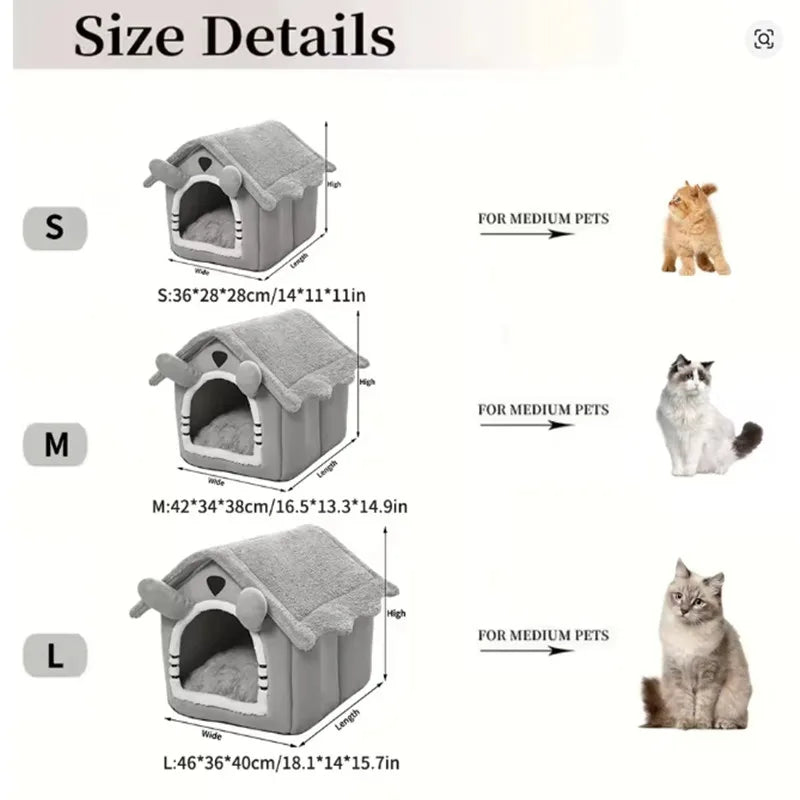 Foldable Pet House Removable Washable Cat House Puppy Cave Sofa Pet Bed House for Extra Small Dogs and Small and Medium Cats